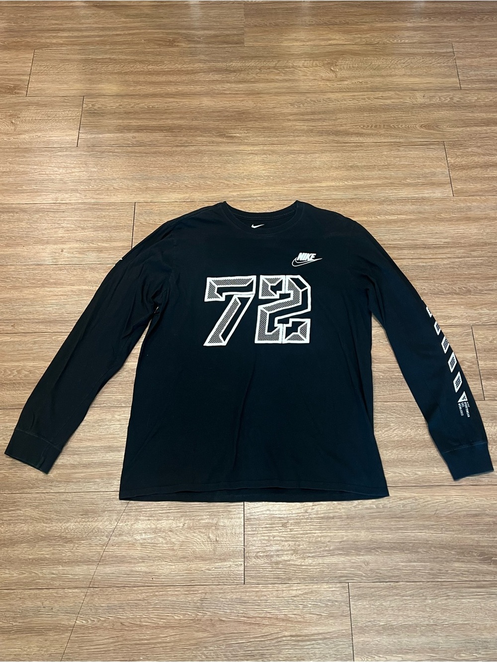 Nike Black Long-Sleeve Graphic Tee with '72' Chest Logo